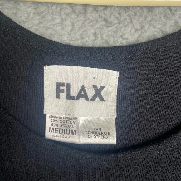 FLAX black cotton knit maxi dress minimalist lagenlook stretch boho sleeveless M - Picture 6 of 9